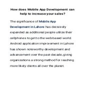 How does Mobile App Development can help to increase your sales.pdf