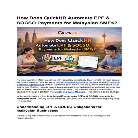 How Does QuickHR Automate EPF & SOCSO Payments for Malaysian SMEs | PDF