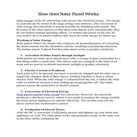 Do you Want to know How Does Solar Panel Work?