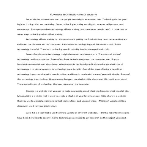 how does technology affect society?