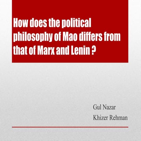 How does the political philosophy of Mao differs from that of Marx and Lenin ?