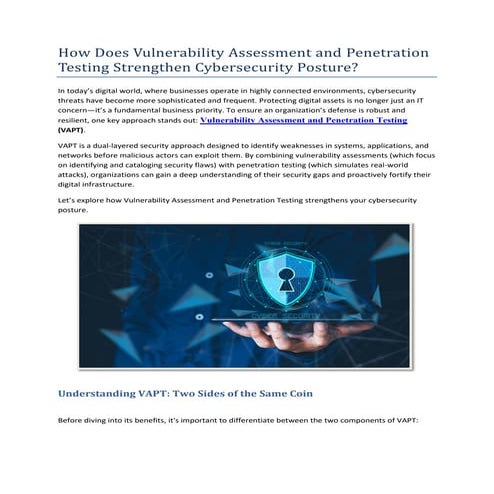 How Does Vulnerability Assessment and Penetration Testing Strengthen Cybersecurity Posture