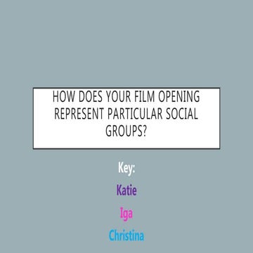 How does your film opening represent particular social groups?