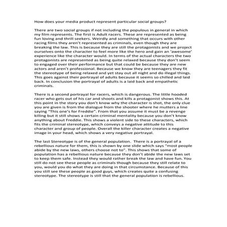 How does your media product represent particular social groups