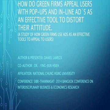 How do green firms appeal users with pop ups...sibr ppt