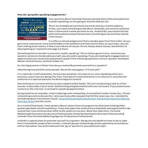 How do I get public speaking engagements?