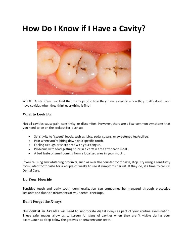 how do i know if i have a cavity cavity symptoms