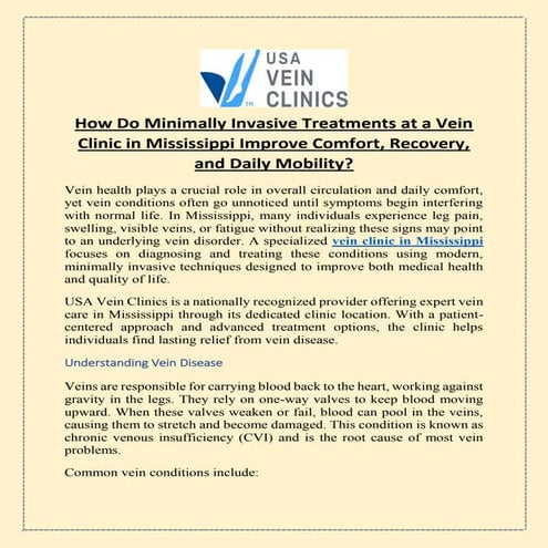How Do Minimally Invasive Treatments at a Vein Clinic in Mississippi ...