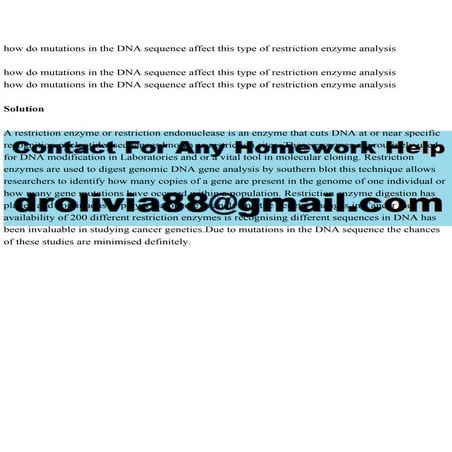 how do mutations in the DNA sequence affect this type of restric.pdf