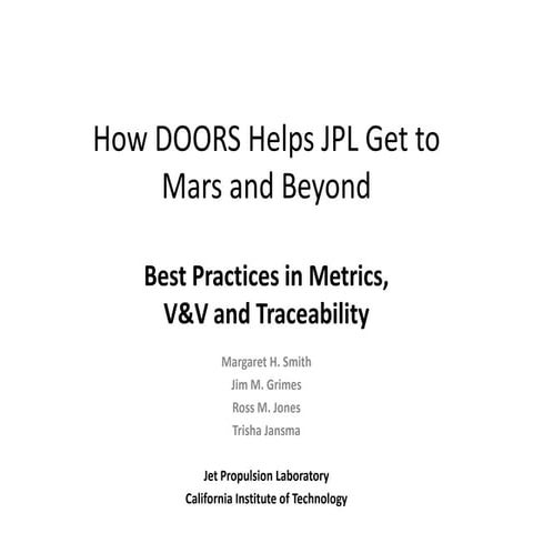 How DOORS Helps JPL Get to Mars & Beyond