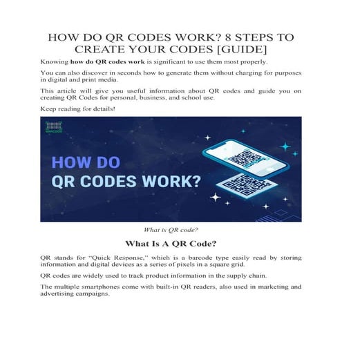 HOW DO QR CODES WORK? 8 STEPS TO CREATE YOUR CODES [GUIDE] | PDF