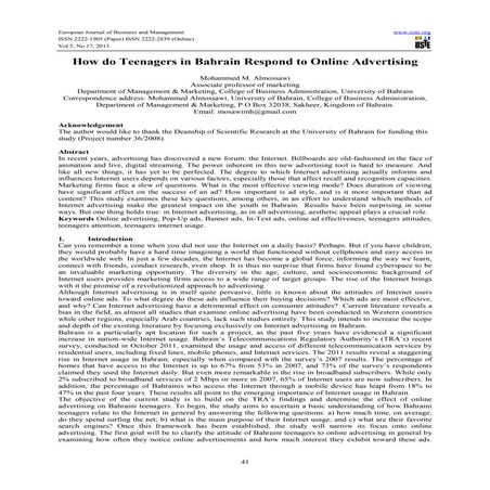 How do teenagers in bahrain respond to online advertising