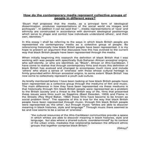 MEDIA & COLLECTIVE IDENTITY: How do the contemporary media represent collecti...