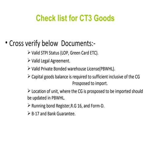 Checklist for CT3 Exemption | PPT