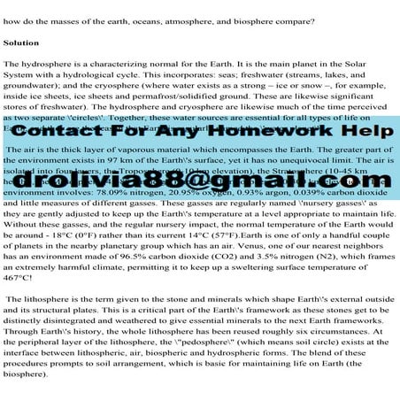 how do the masses of the earth, oceans, atmosphere, and biosphere co.pdf