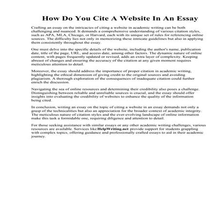 How Do You Cite A Website In An Essay