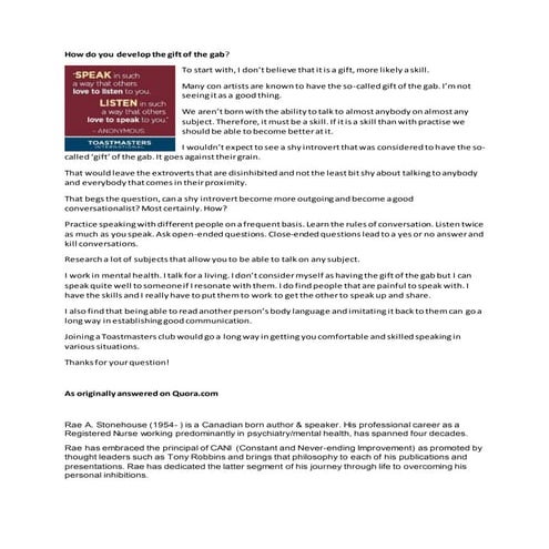 How do you develop the gift of the gab?