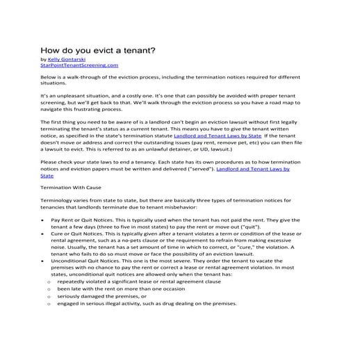 How do you evict a tenant