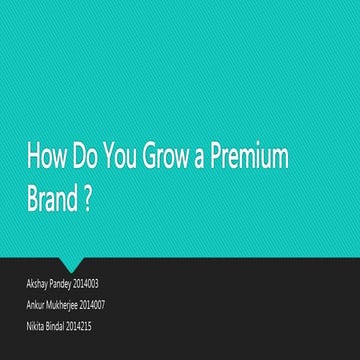 How do you grow a premium brand | PPT