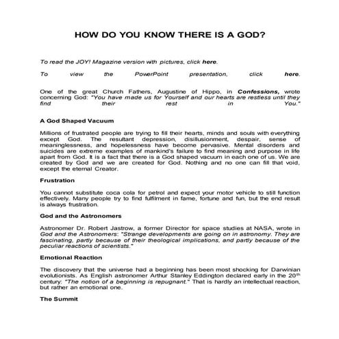 How do you know there is a god