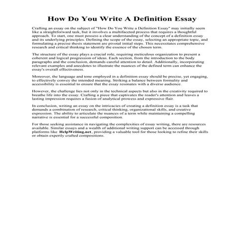 How Do You Write A Definition Essay. Commentary format essay | PDF