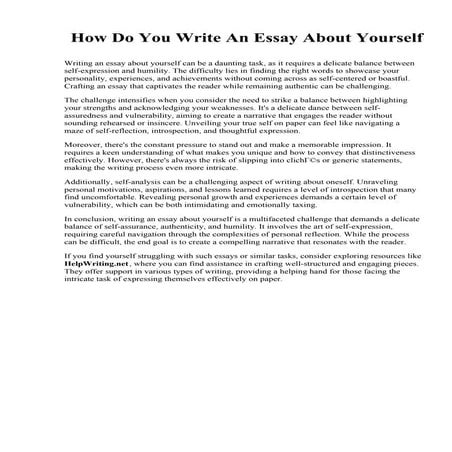 How Do You Write An Essay About Yourself | PDF | Free Download