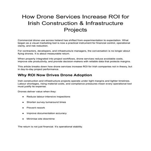 How Drone Services Increase ROI for Irish Construction & Infrastructure ...