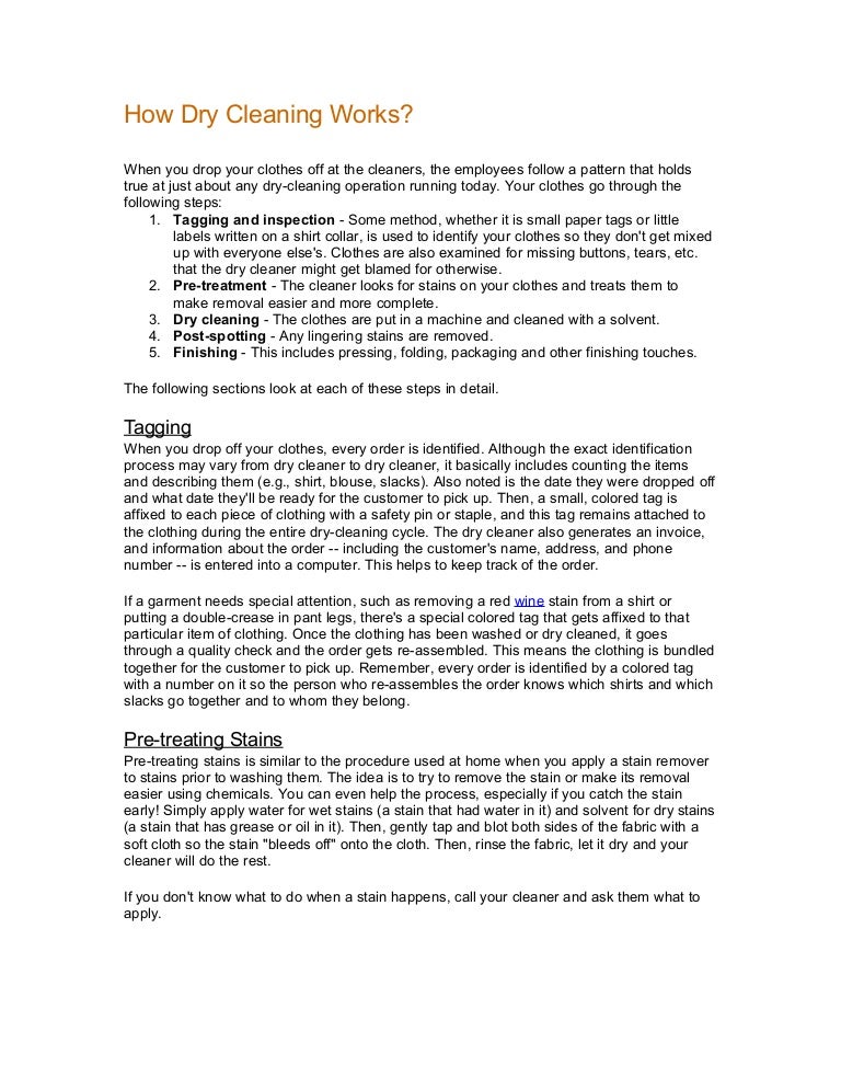 How Dry Cleaning Works