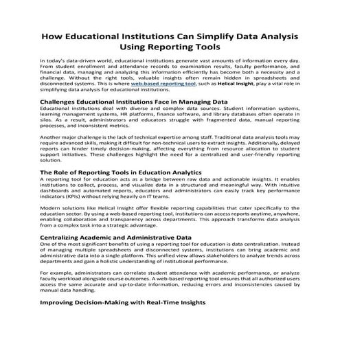 How Educational Institutions Can Simplify Data Analysis Using Reporting ...