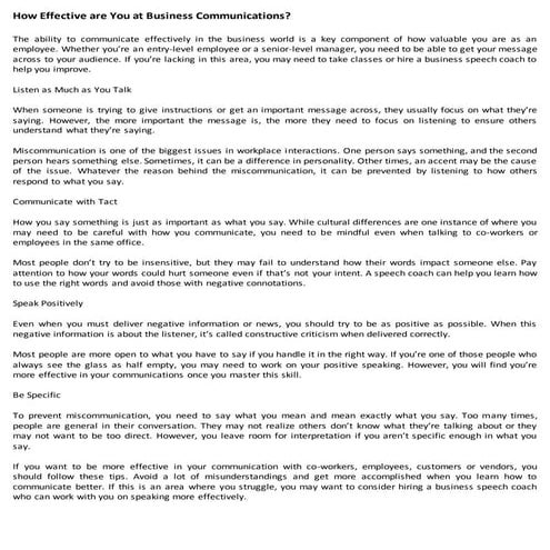 How Effective are You at Business Communications?