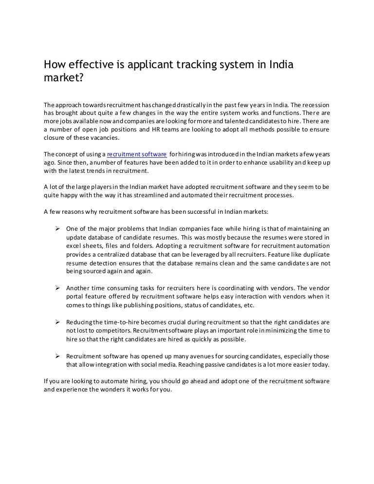 how effective is applicant tracking system in india market how effective is applicant tracking system in india market