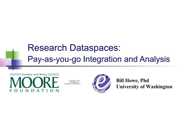 Research Dataspaces: Pay-as-you-go Integration and Analysis