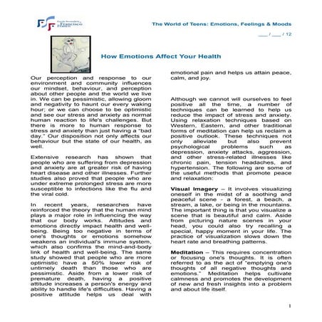 How emotions affect your health.reading