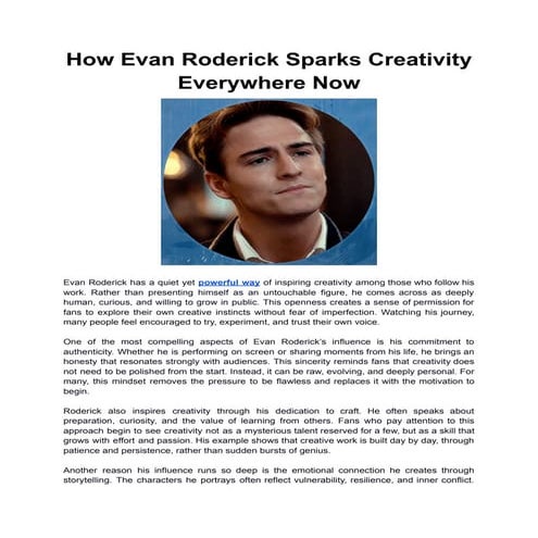 How Evan Roderick Sparks Creativity Everywhere Now | PDF