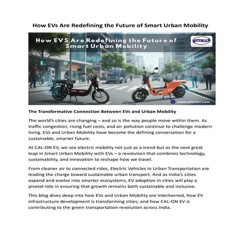 How EVs Are Redefining the Future of Smart Urban Mobility | PDF