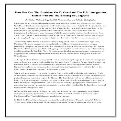 How Far Can The President Go To Overhaul The U.S. Immigration System Without ...