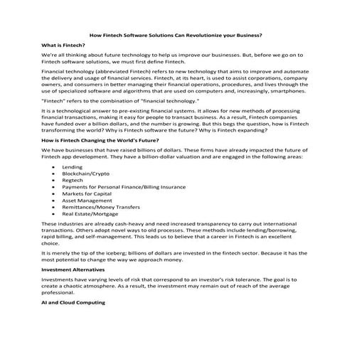 How Fintech Software Solutions Can Revolutionize your Business.pdf