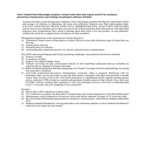 How fleet advantage analytics uses predic engine and iot with machine learning