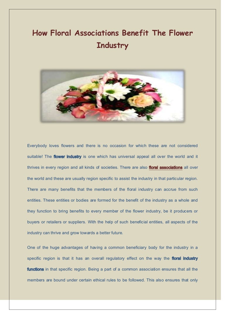 How Floral Associations Benefit The Flower Industry