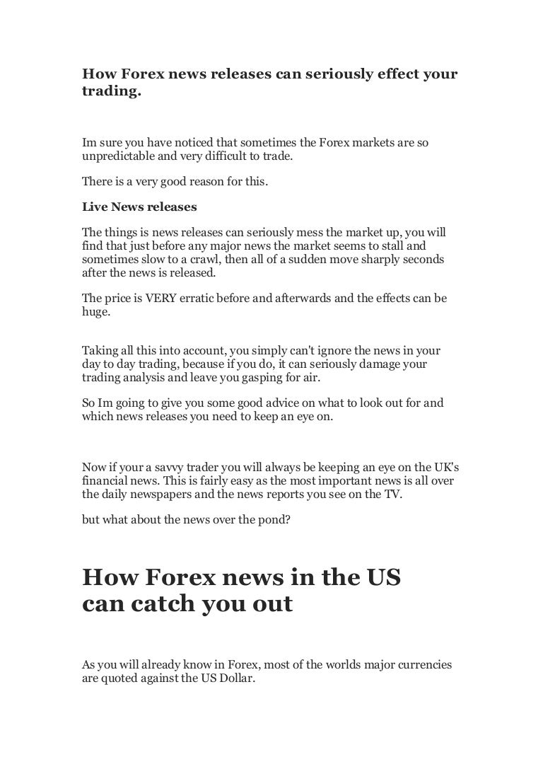 How Forex News Releases Can Seriously Effect Your Trading - 