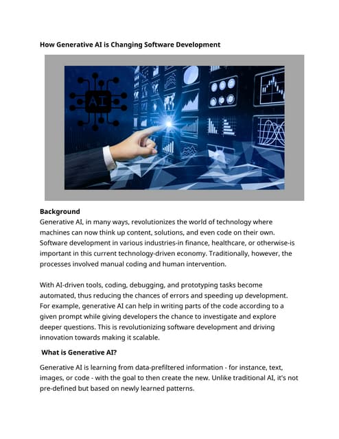 Understanding Generative AI in Software Development | PDF