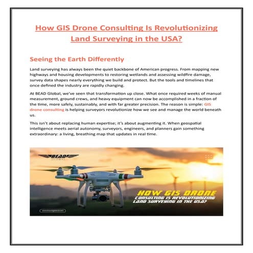 How GIS Drone Consulting Is Revolutionizing Land Surveying in the USA