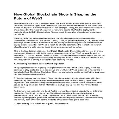 How Global Blockchain Show Is Shaping the Future of Web3 Infrastructure ...