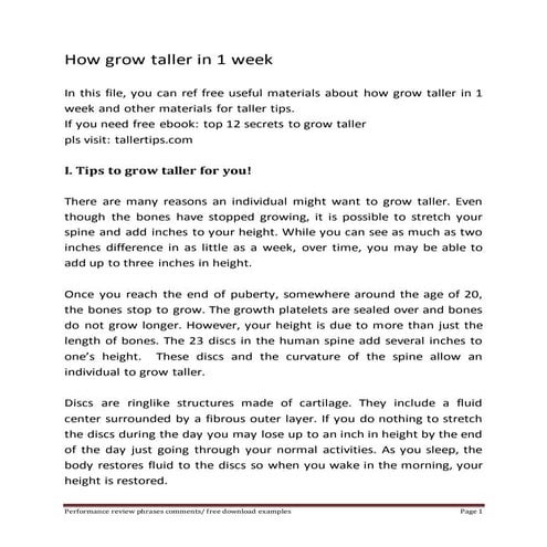 How grow taller in 1 week