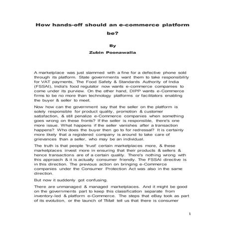 How hands off should an e-commerce platform be?