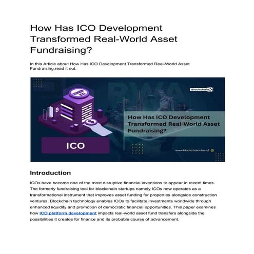How Has ICO Development Transformed Real-World Asset Fundraising
