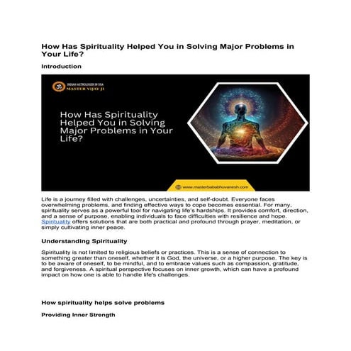 How Has Spirituality Helped You in Solving Major Problems in Your Life.docx