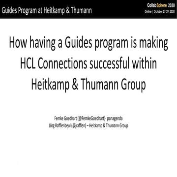 How having guide program makes HCL Connections successful at a medium sized c...