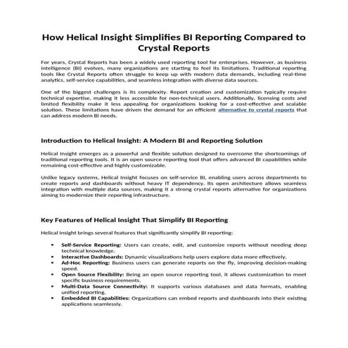 How Helical Insight Simplifies BI Reporting Compared to Crystal Reports ...