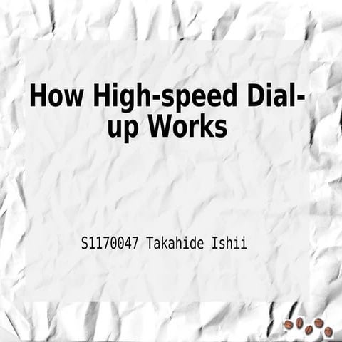 How High Speed Dial Up Works